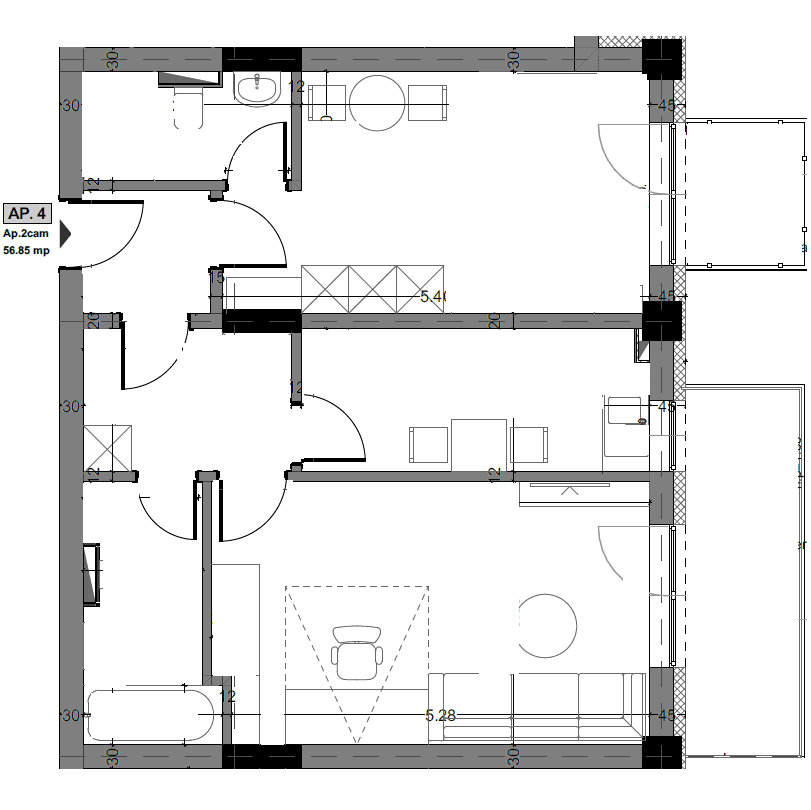 Plan apartament două camere