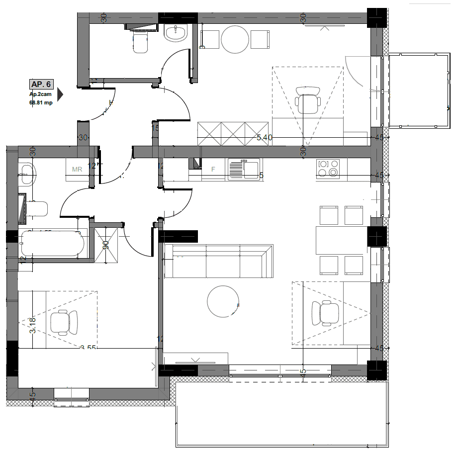 Plan apartament 2,5 camere