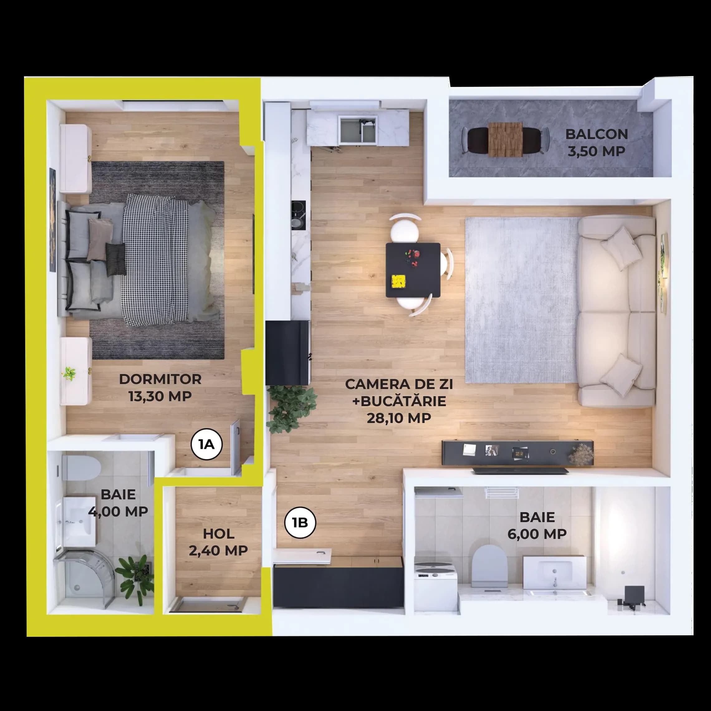 Plan apartament două camere