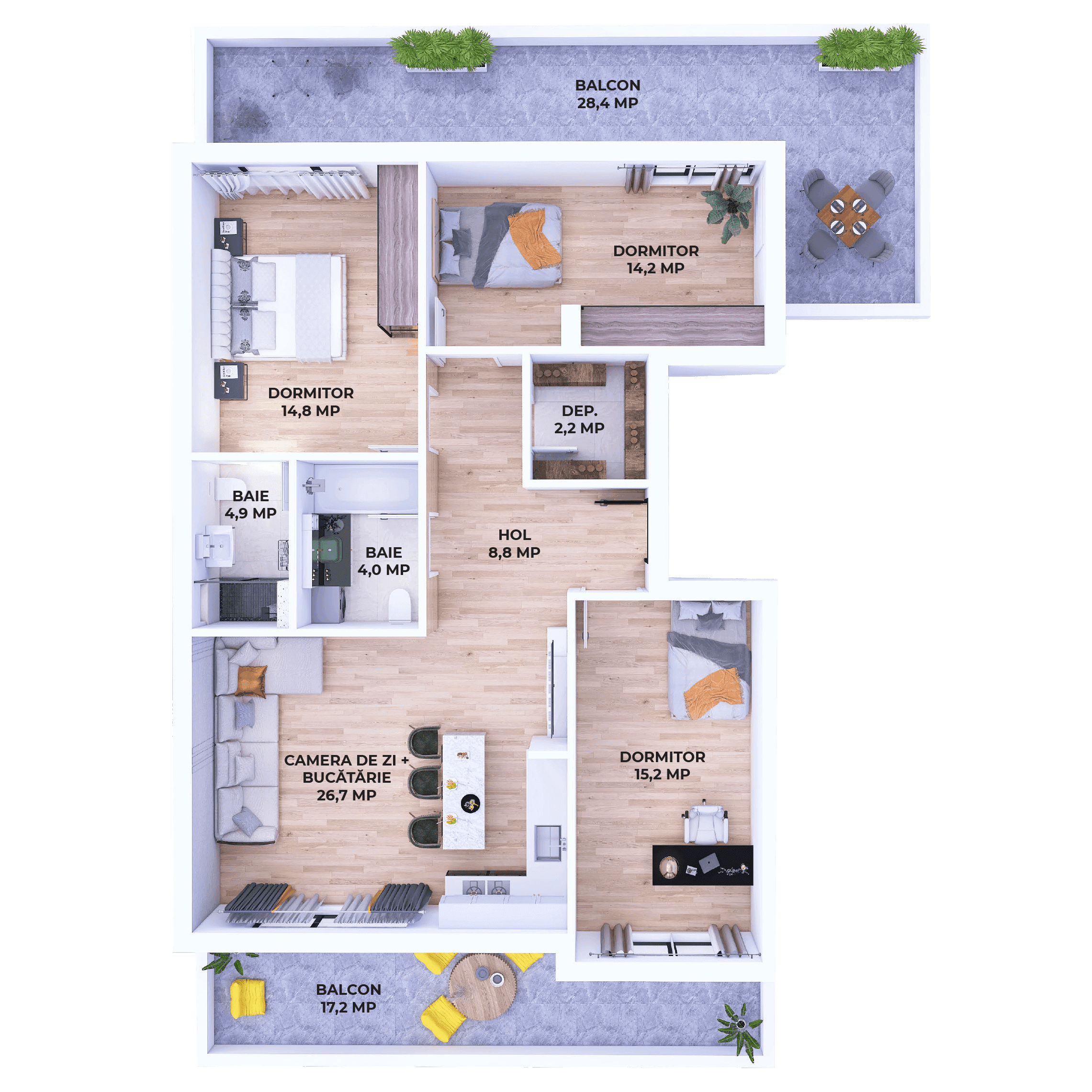 Plan apartament patru camere