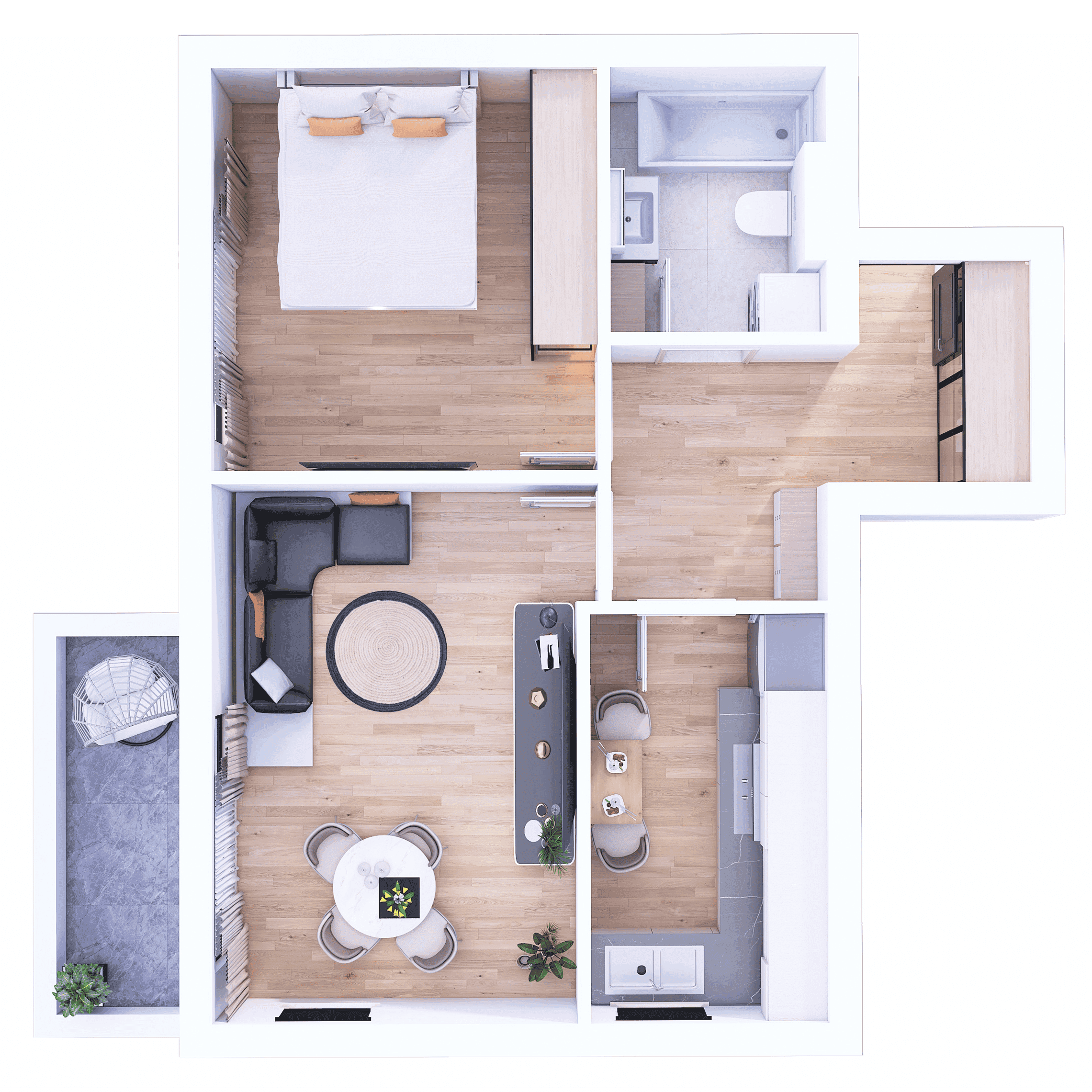 Plan apartament două camere