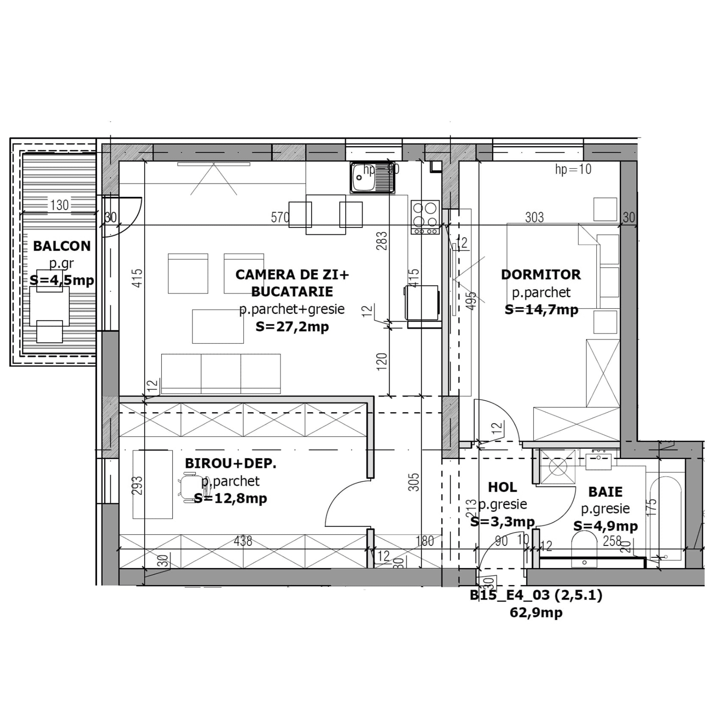 Plan apartament B15-3-3