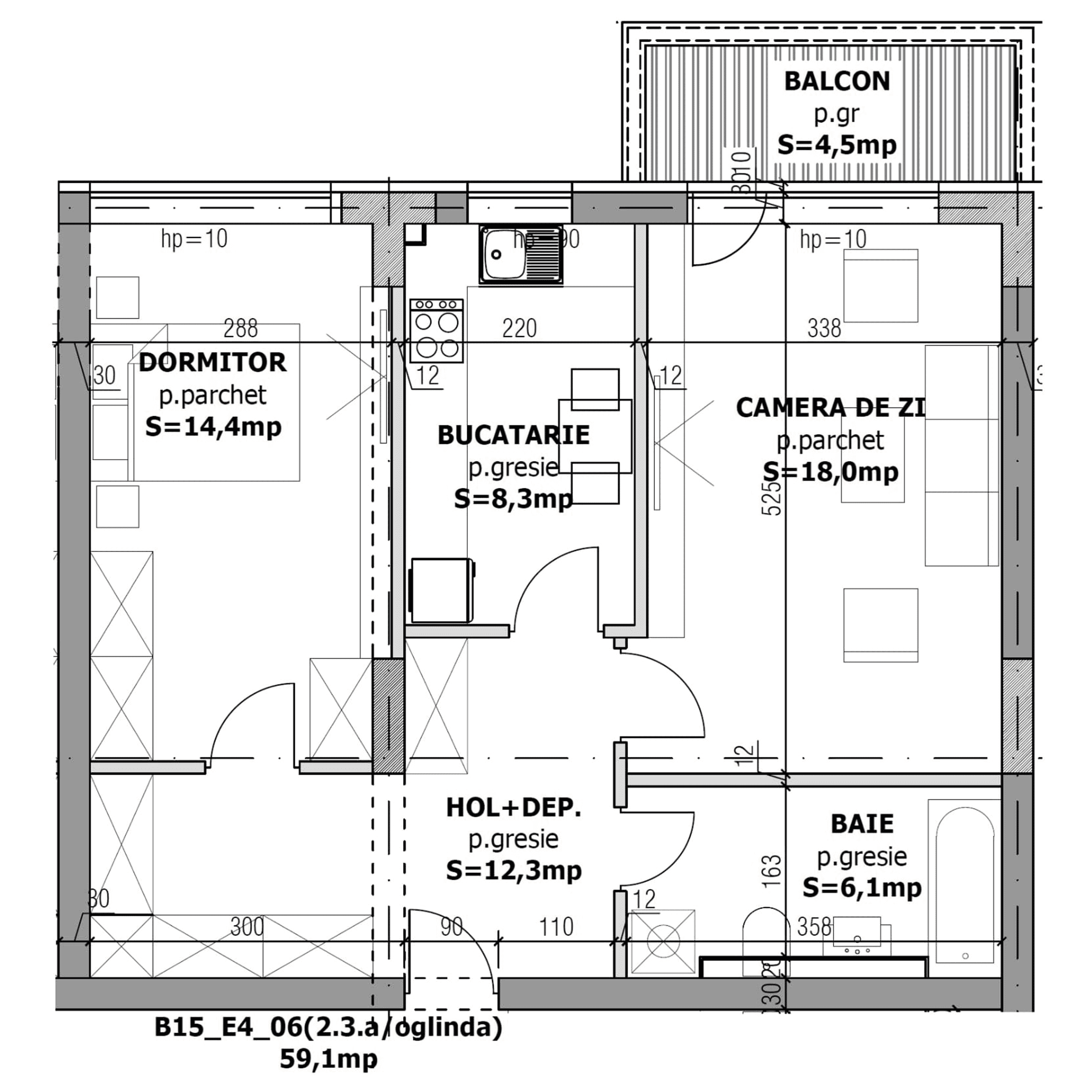 Plan apartament B15-3-5