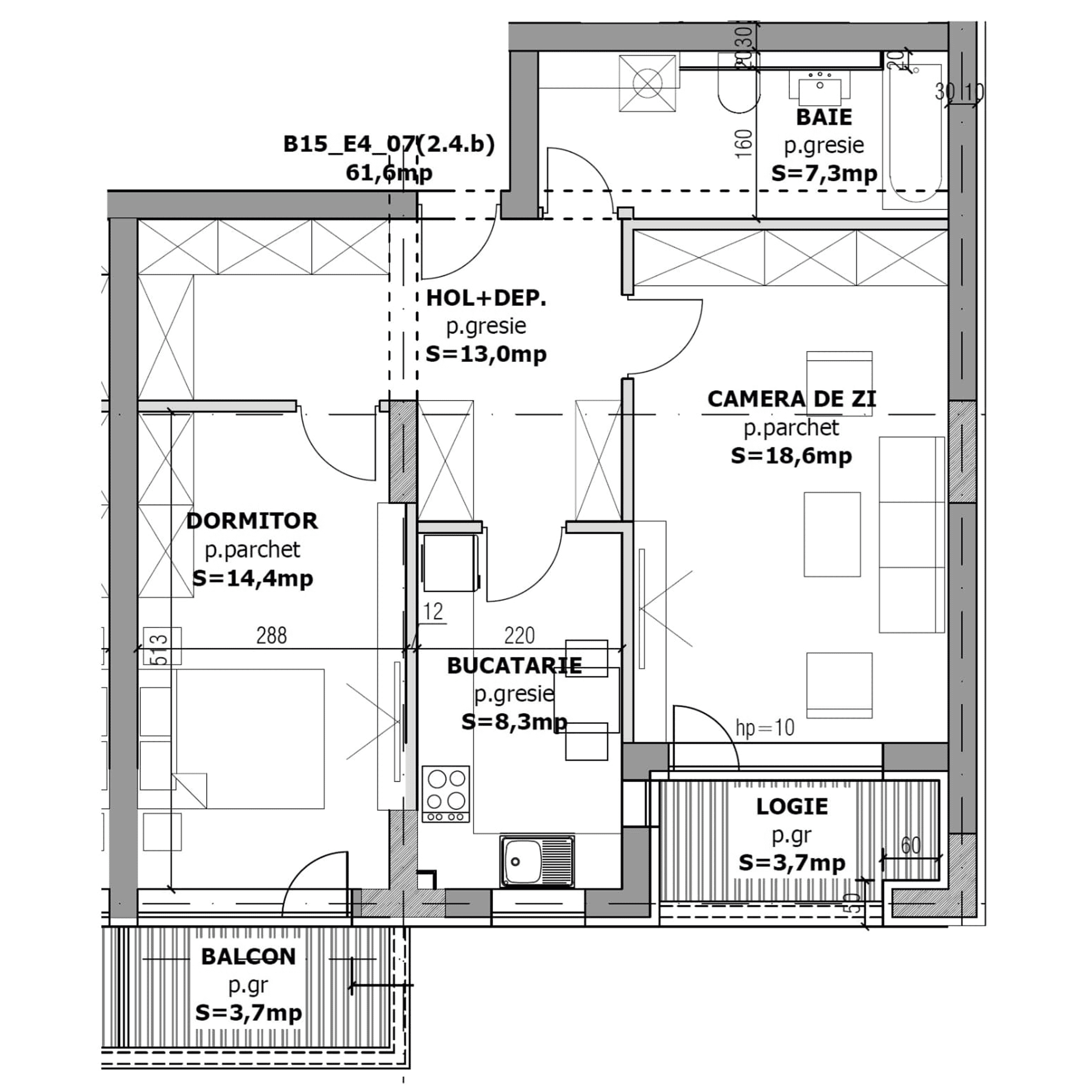 Plan apartament B15-3-7