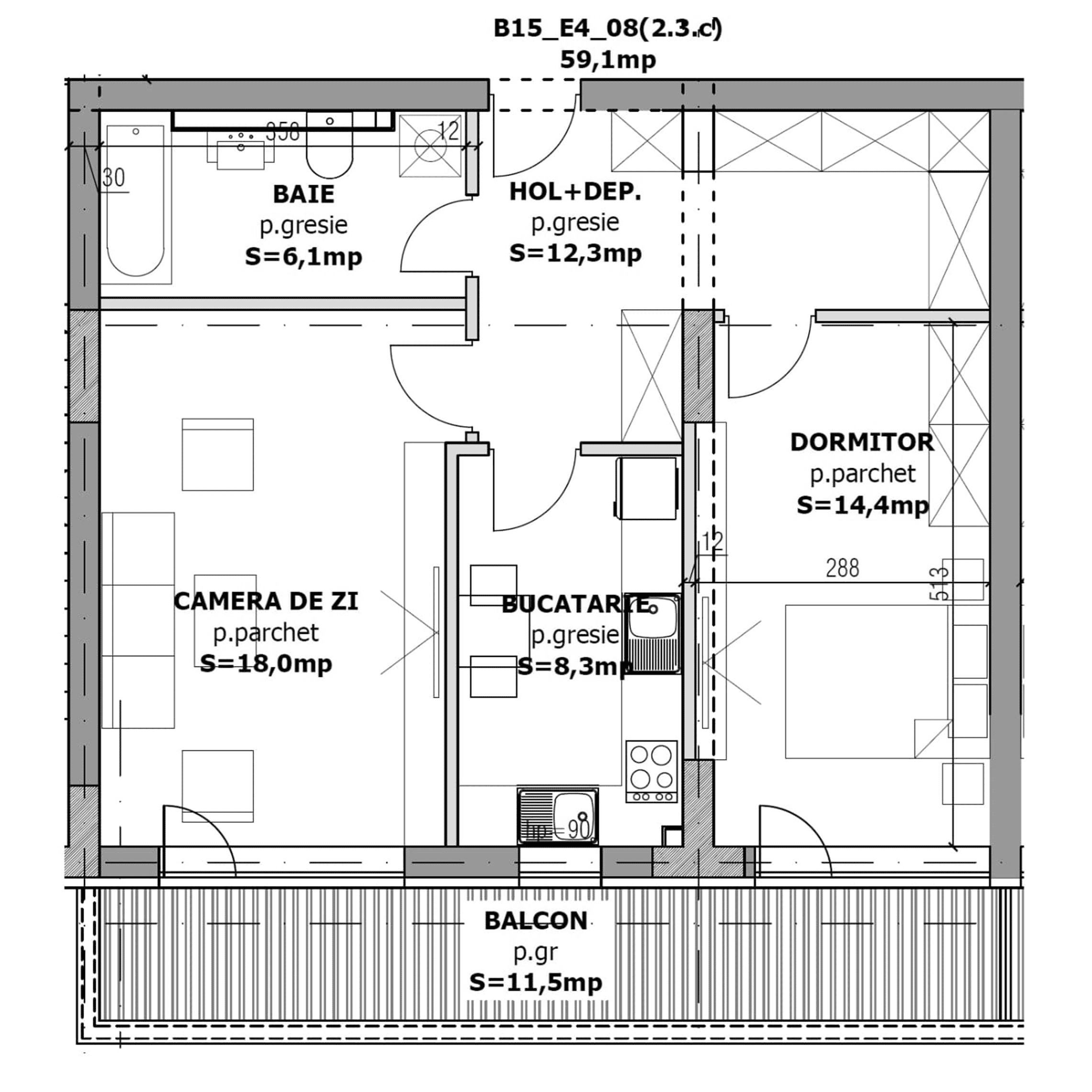 Plan apartament B15-3-8