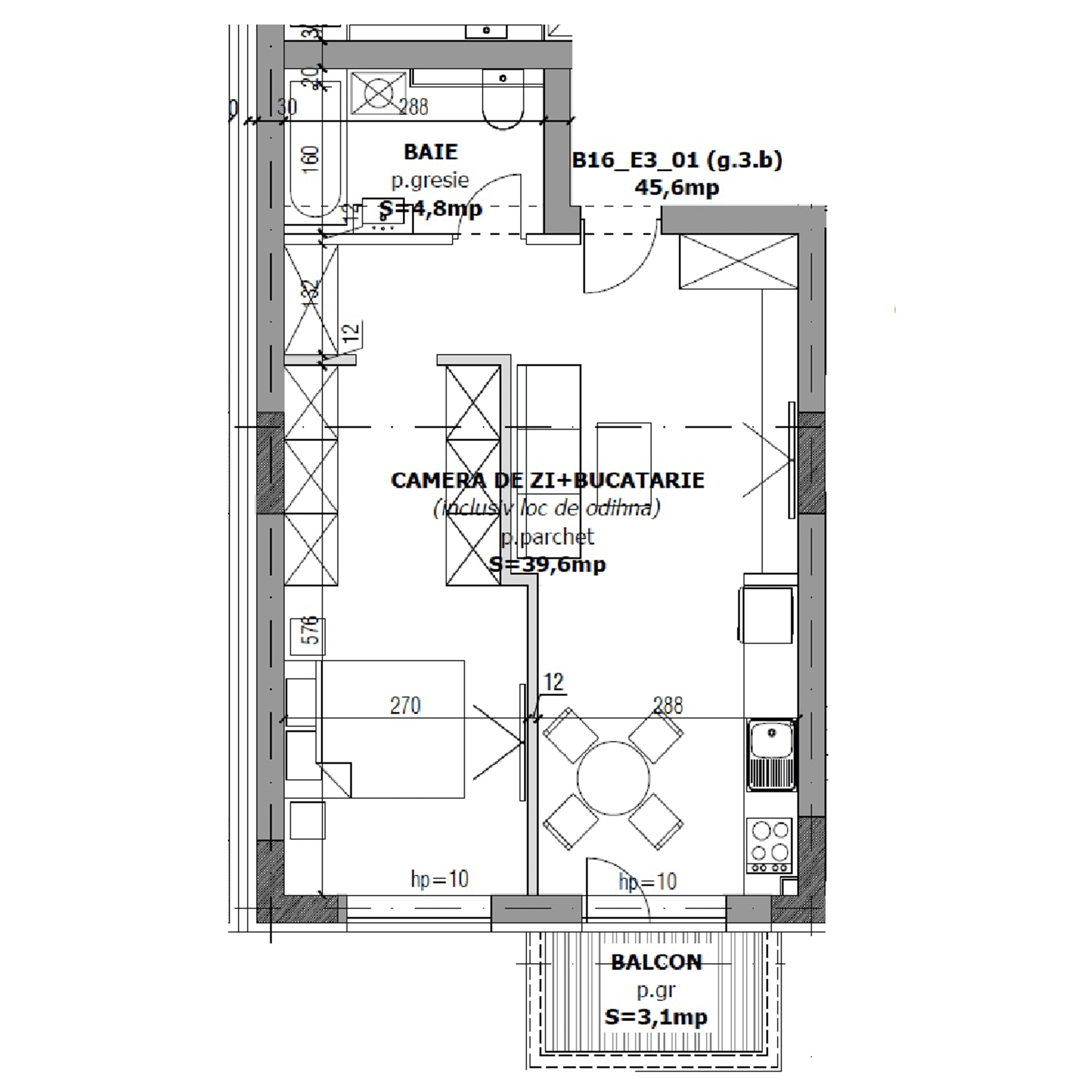 Plan apartament B16-3-1