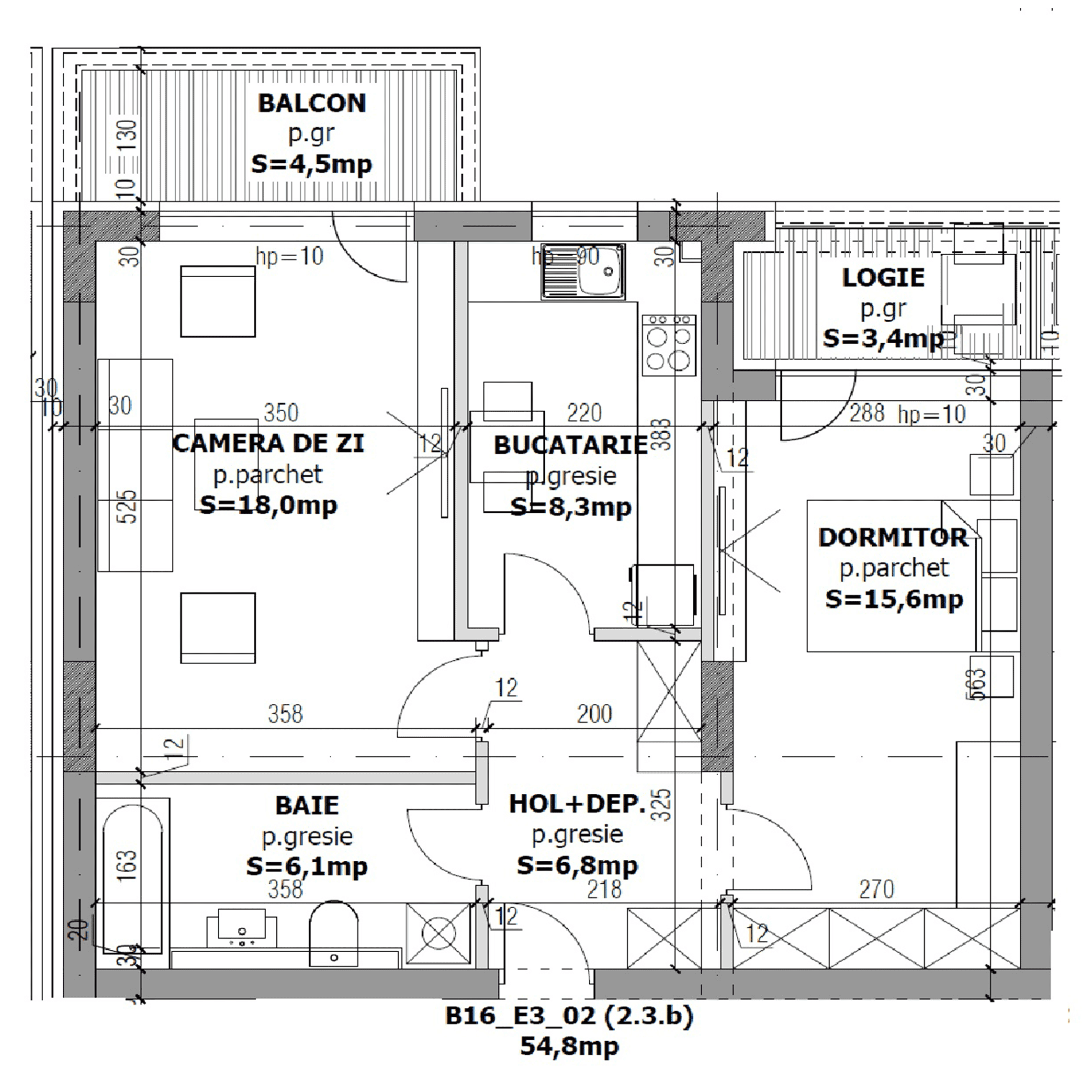 Plan apartament B16-3-2