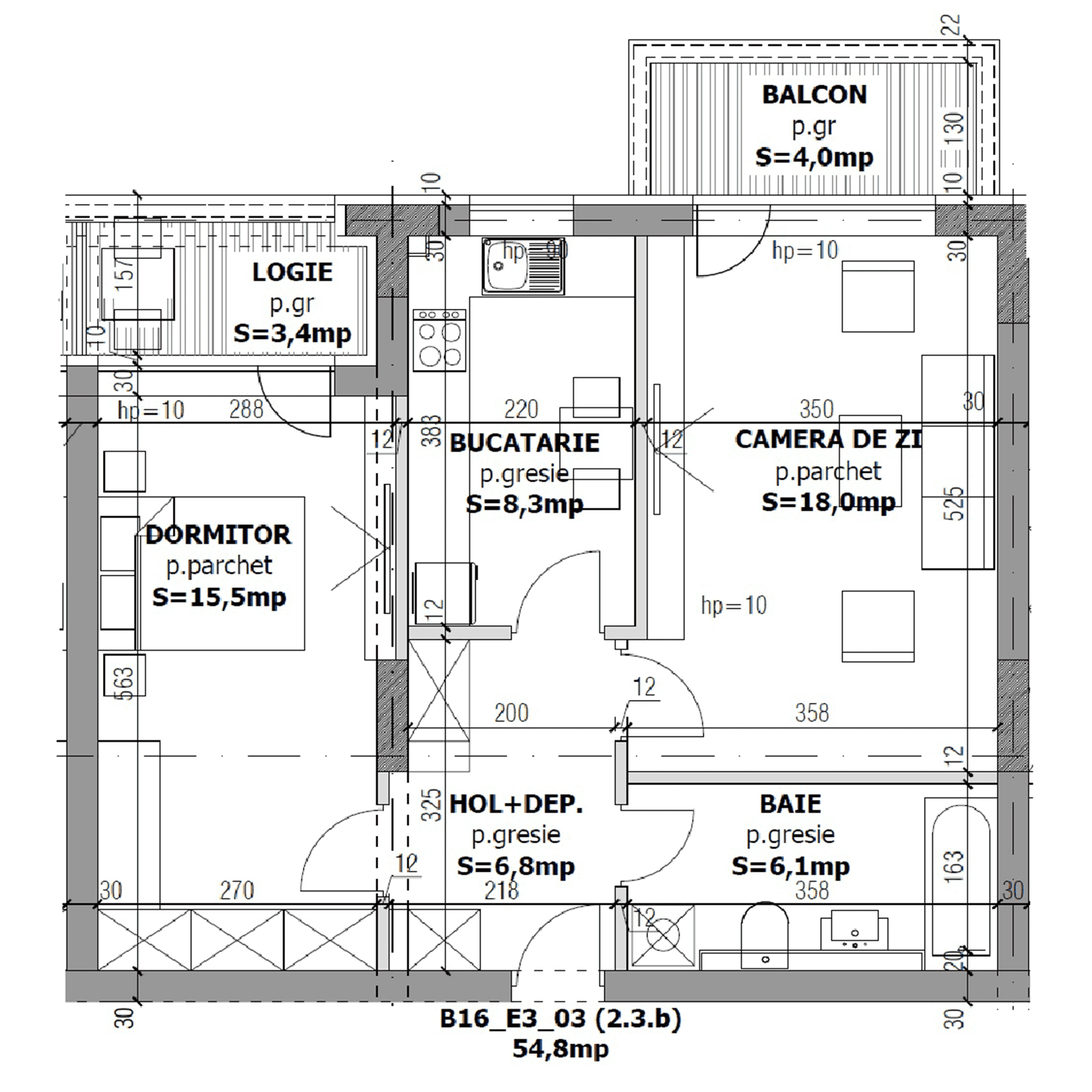 Plan apartament B16-3-3