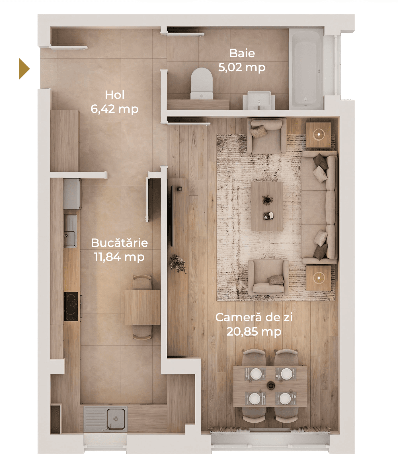 Plan apartament B23-D-79