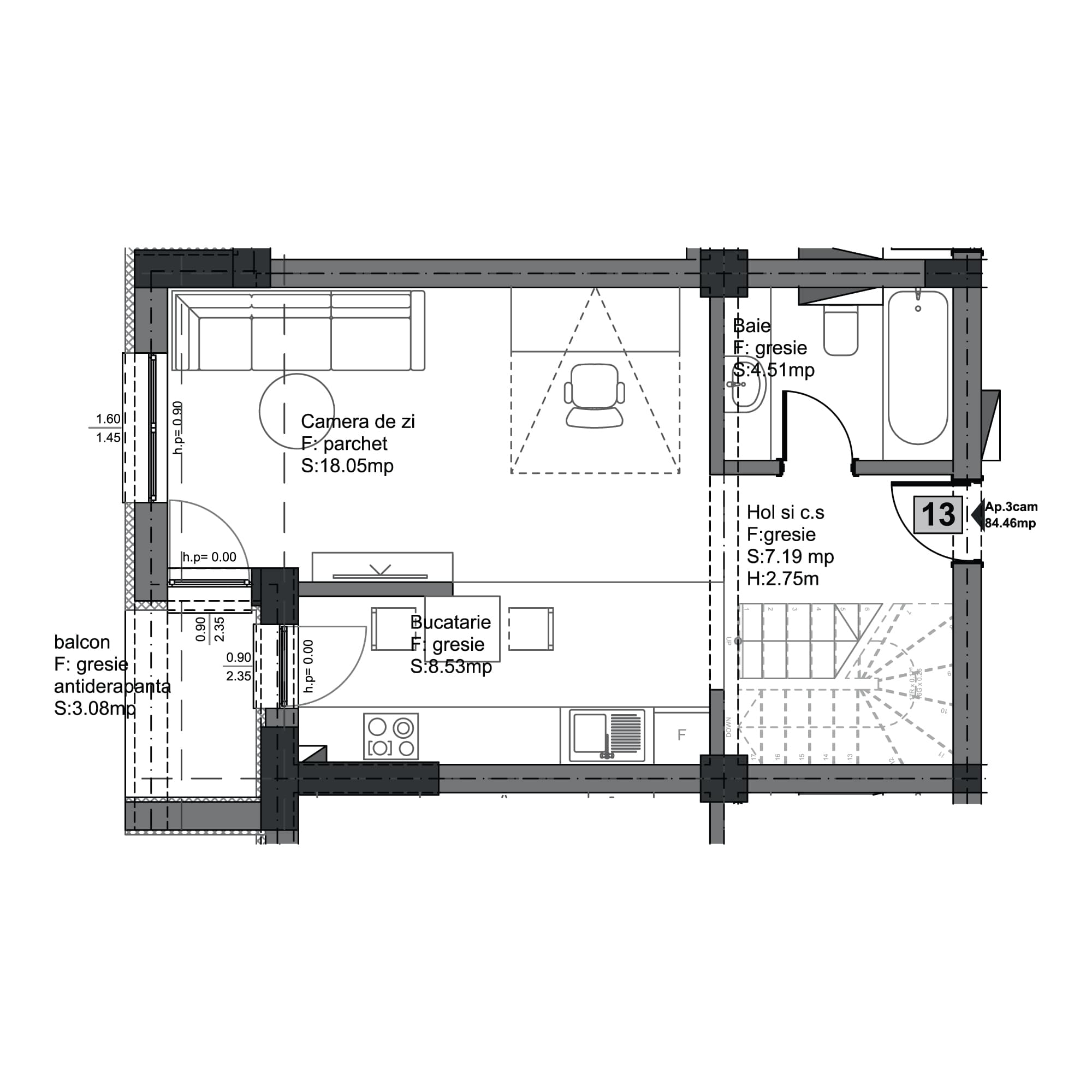 Plan apartament B102-11-13
