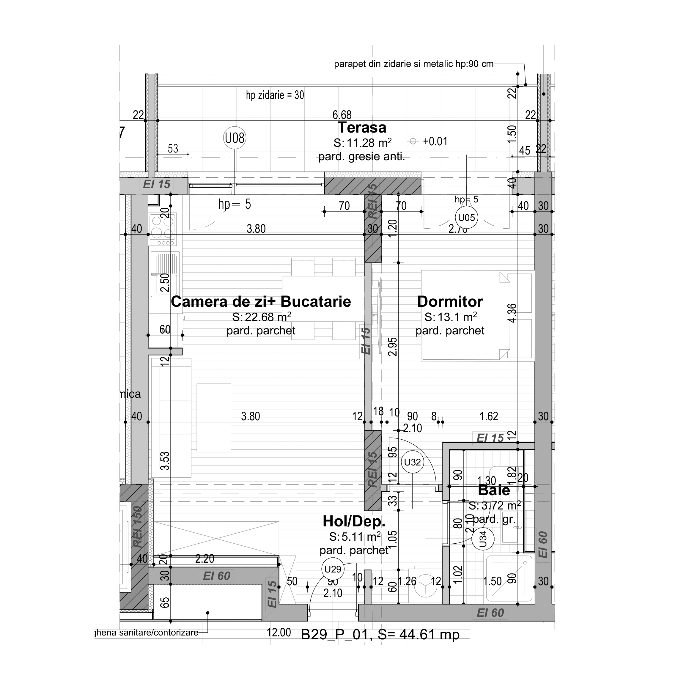 Plan apartament două camere
