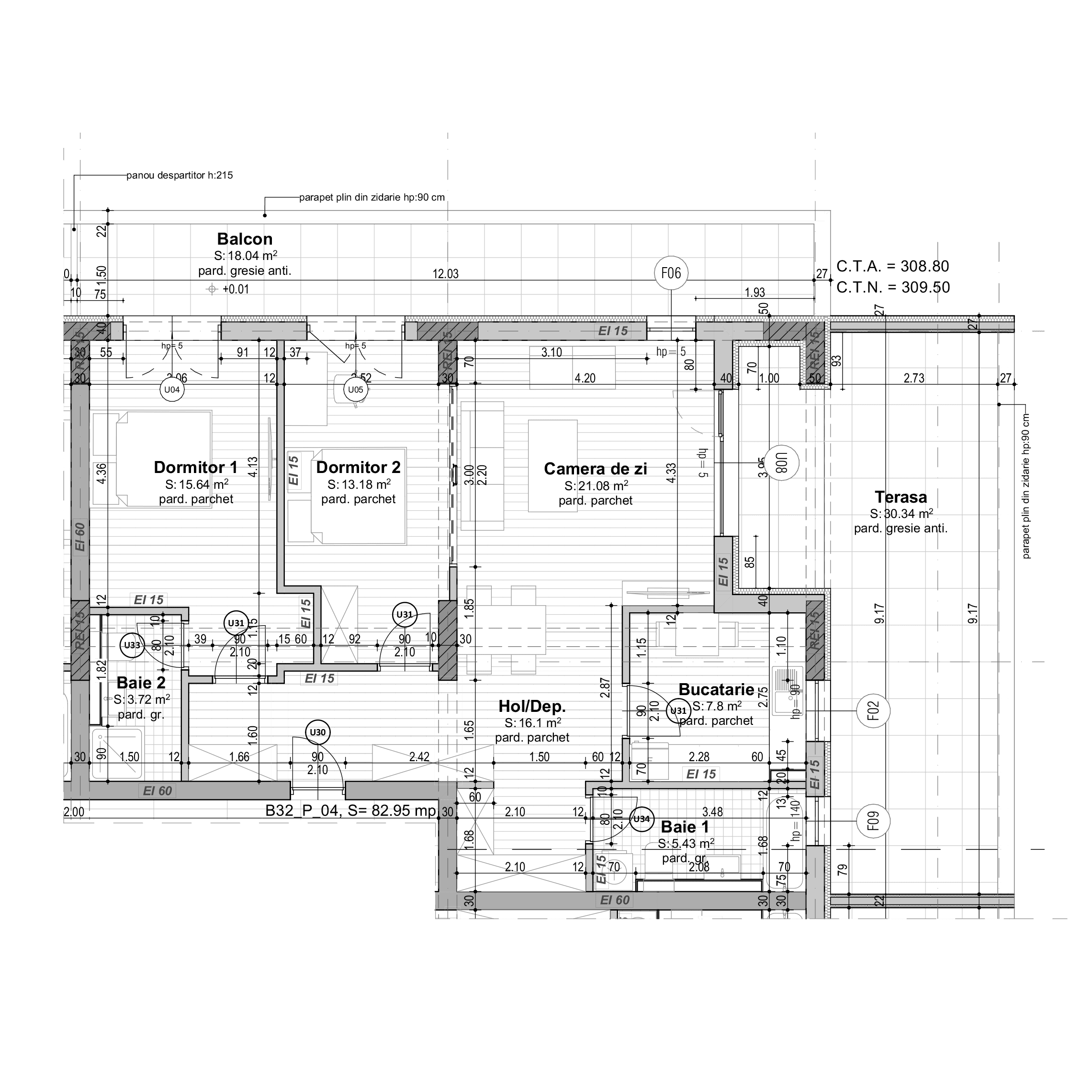 Plan apartament B32-P-4