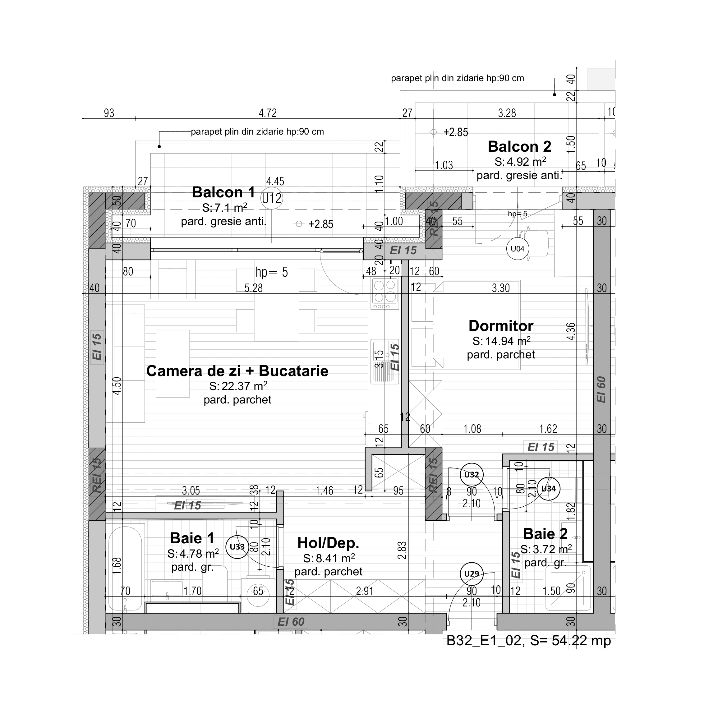 Plan apartament B32-1-2