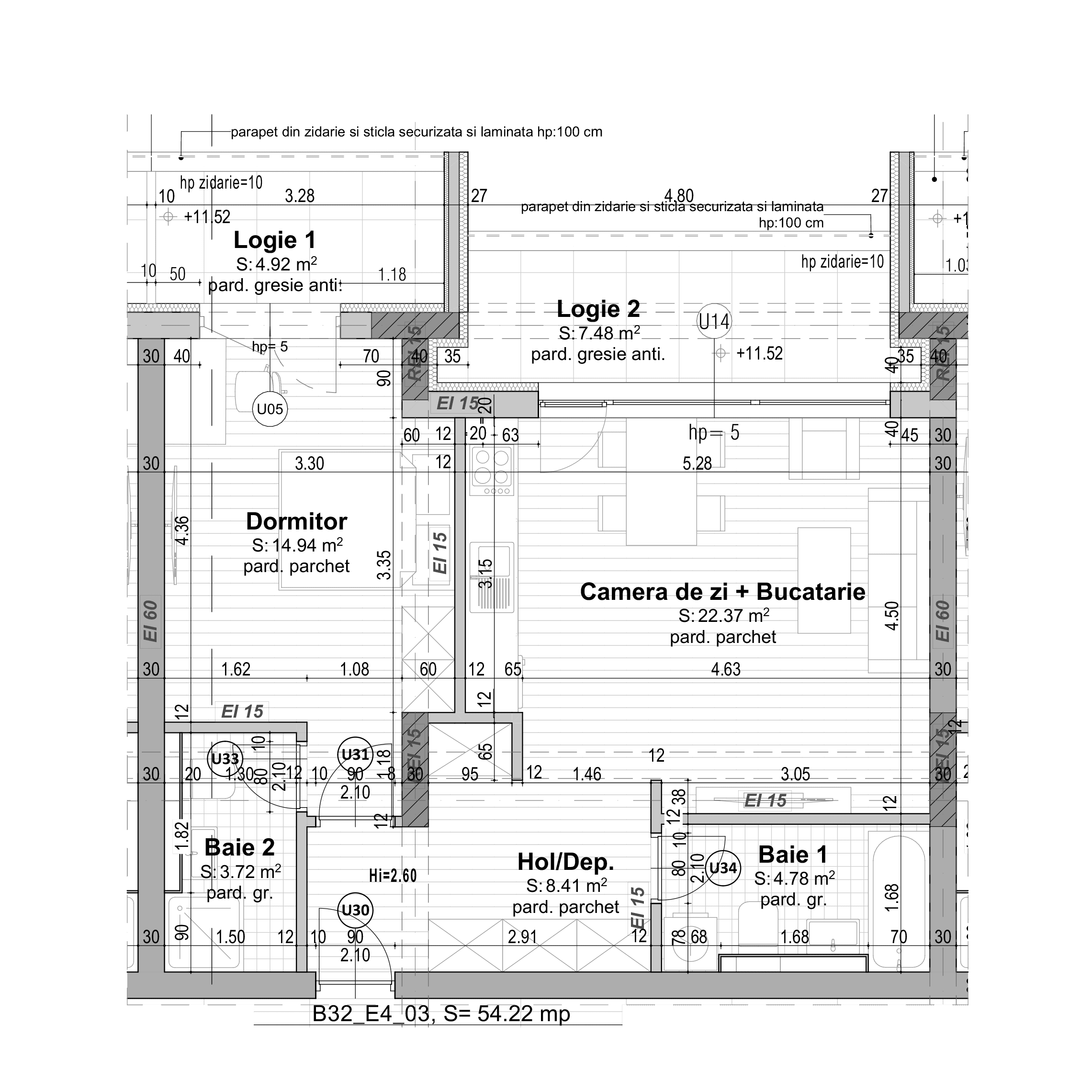 Plan apartament B32-1-3