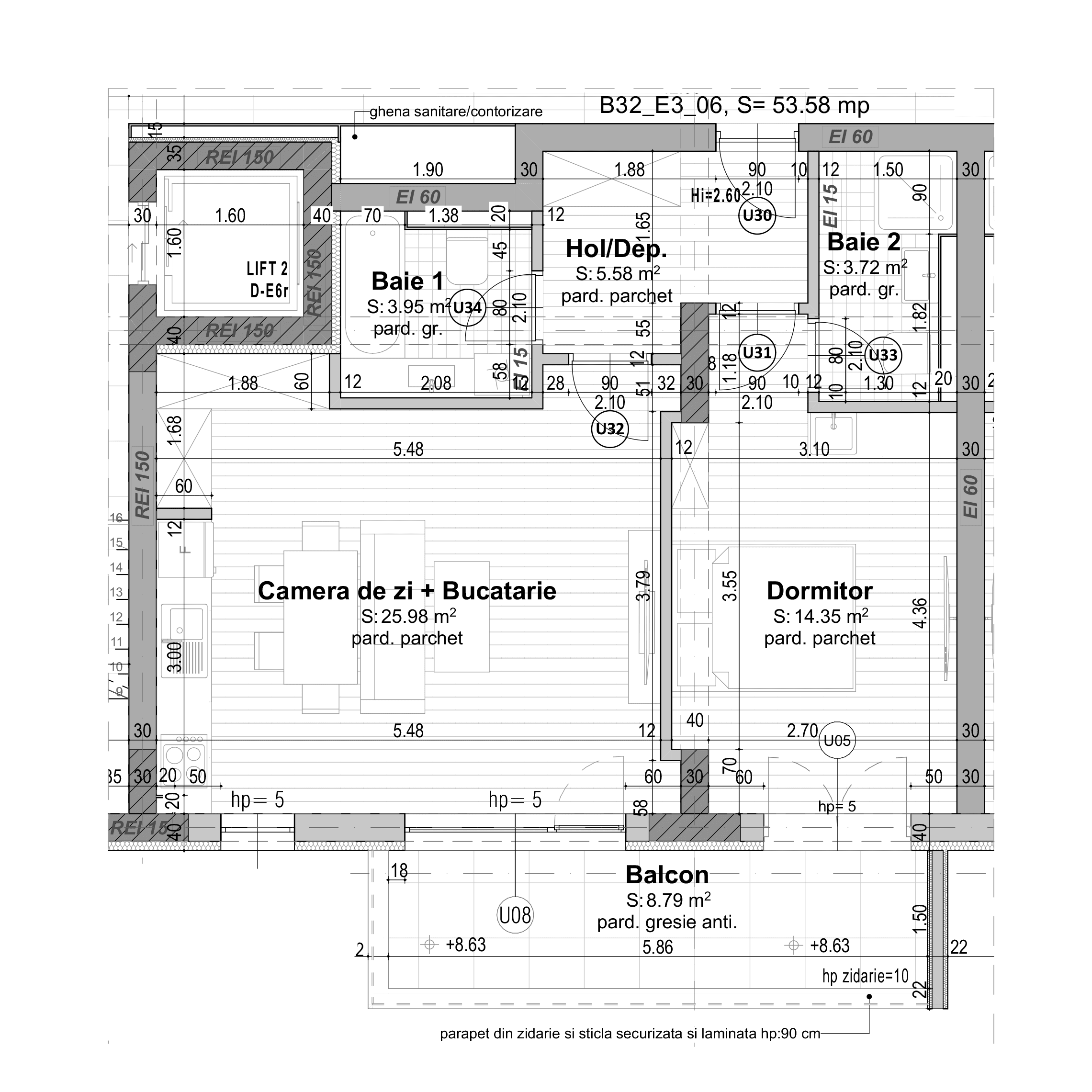 Plan apartament B32-2-6