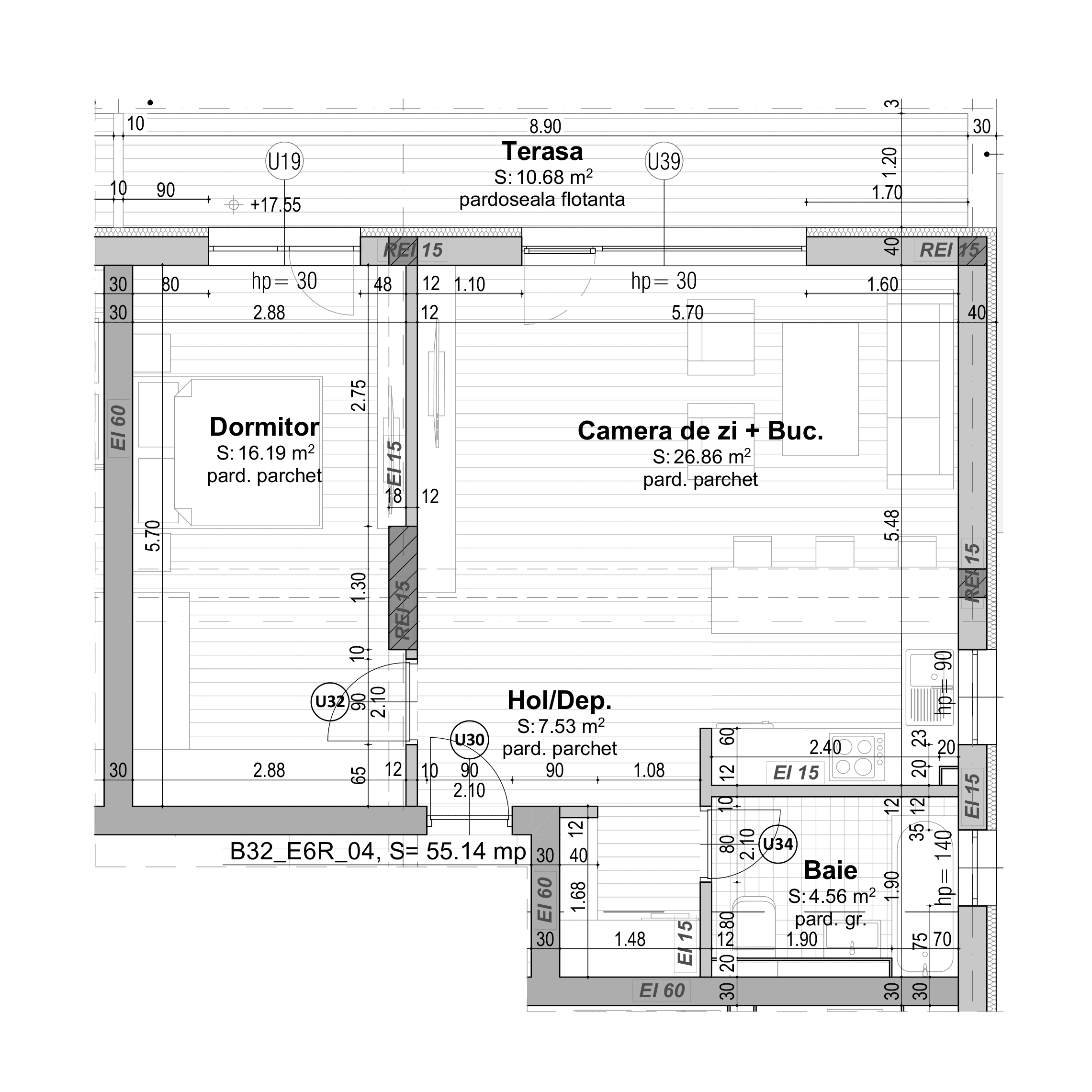 Plan apartament B32-6-4