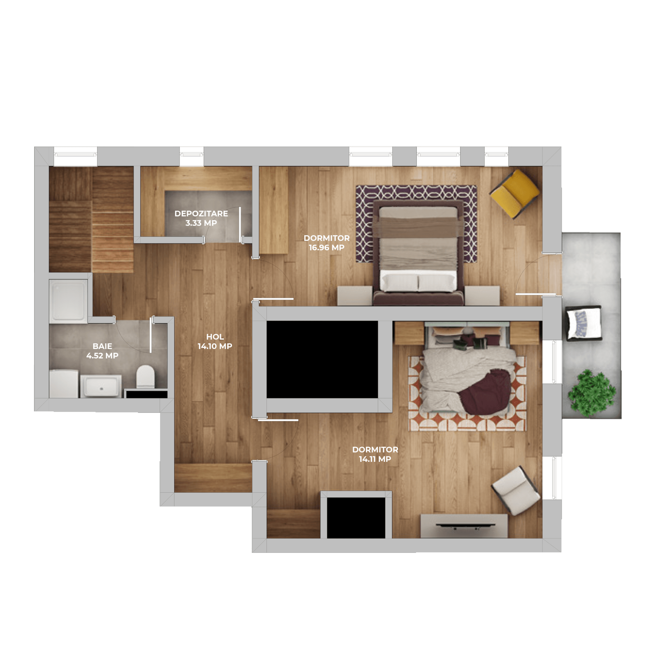 Plan apartament B93-8R-1